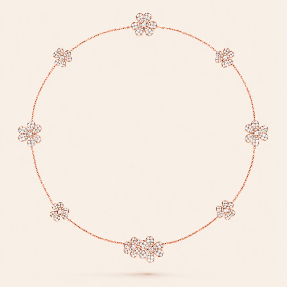 Ten-Motif Pavé Floral Necklace