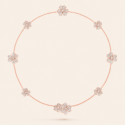 Ten-Motif Pavé Floral Necklace