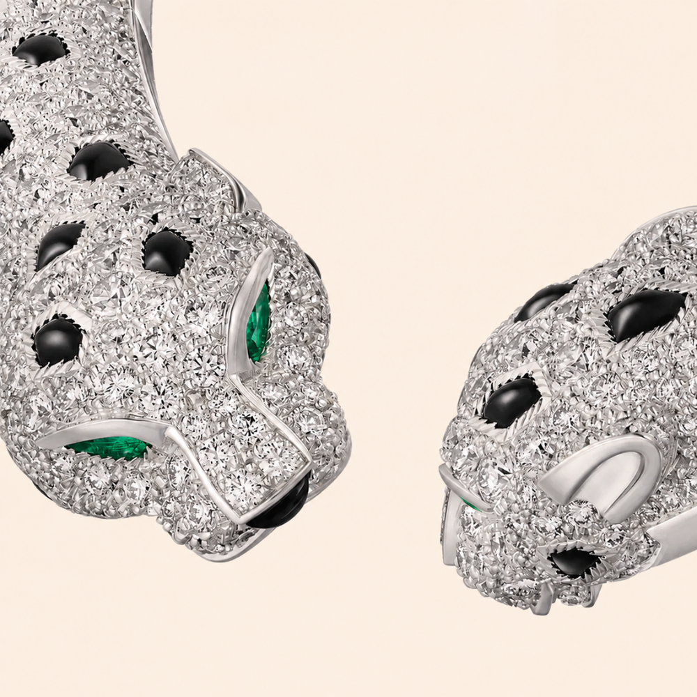Twin Panther Collar Necklace with Pavé CZ