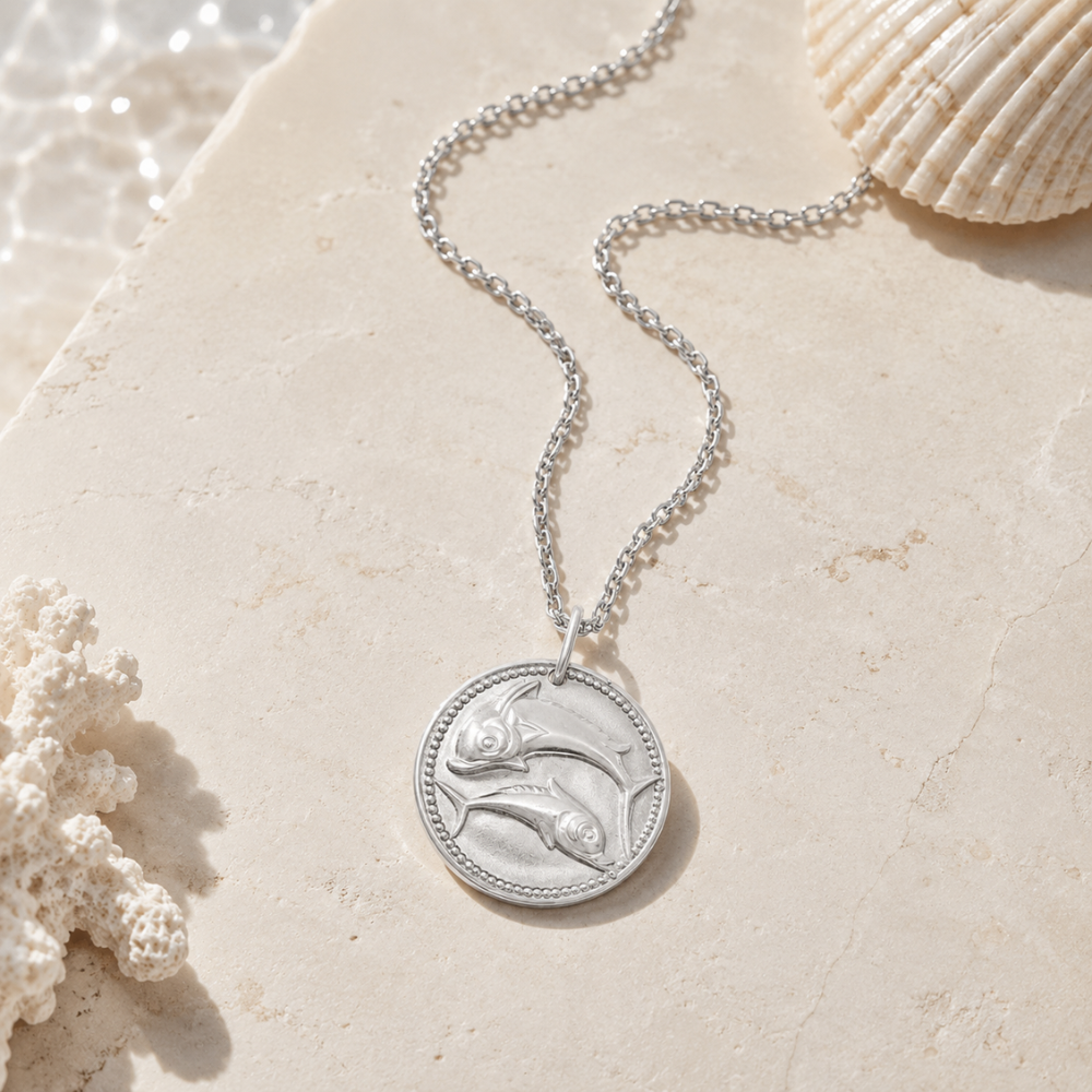 Pisces Zodiac Coin Pendant Necklace