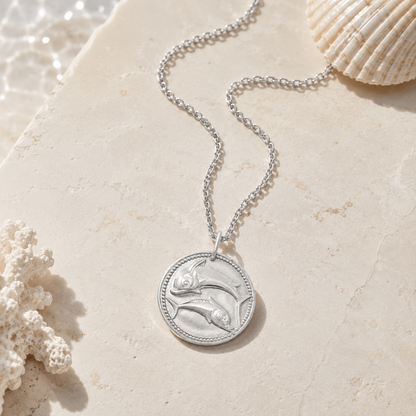 Pisces Zodiac Coin Pendant Necklace