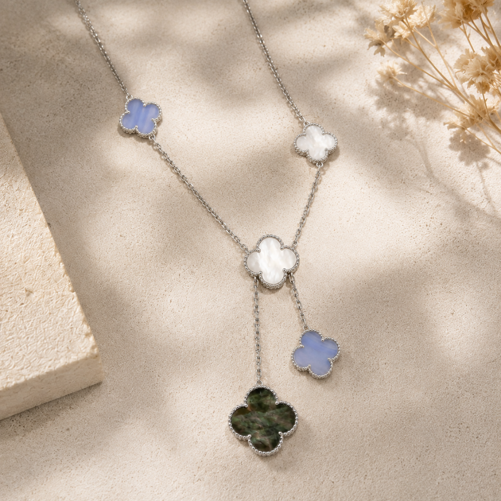 Vintage Alhambra Six-Motif Chalcedony Clover Necklace