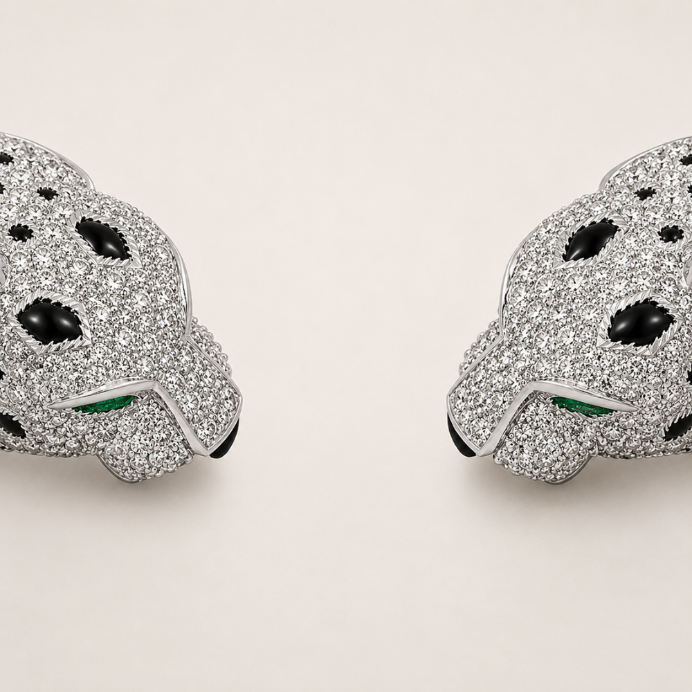 Twin Panther Collar Necklace with Pavé CZ
