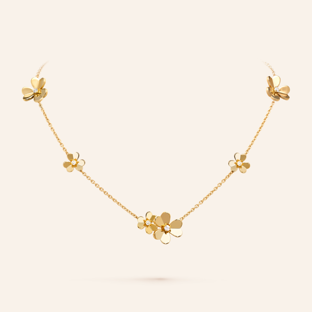 Nine-Motif Floral Necklace with CZ Accents