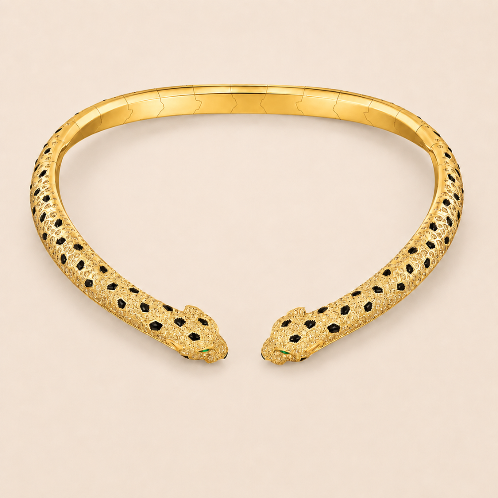 Twin Panther Collar Necklace with Pavé CZ