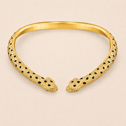 Twin Panther Collar Necklace with Pavé CZ