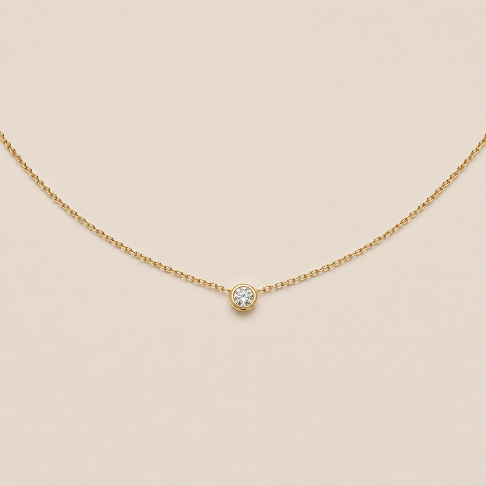 Solitaire Bezel CZ Pendant Necklace