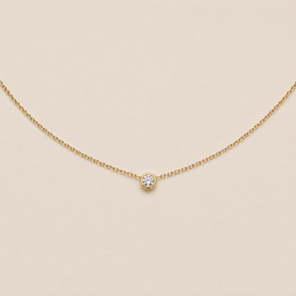 Solitaire Bezel CZ Pendant Necklace