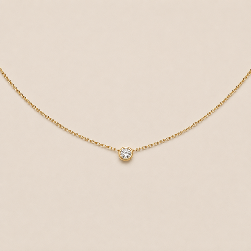 Solitaire Bezel CZ Pendant Necklace