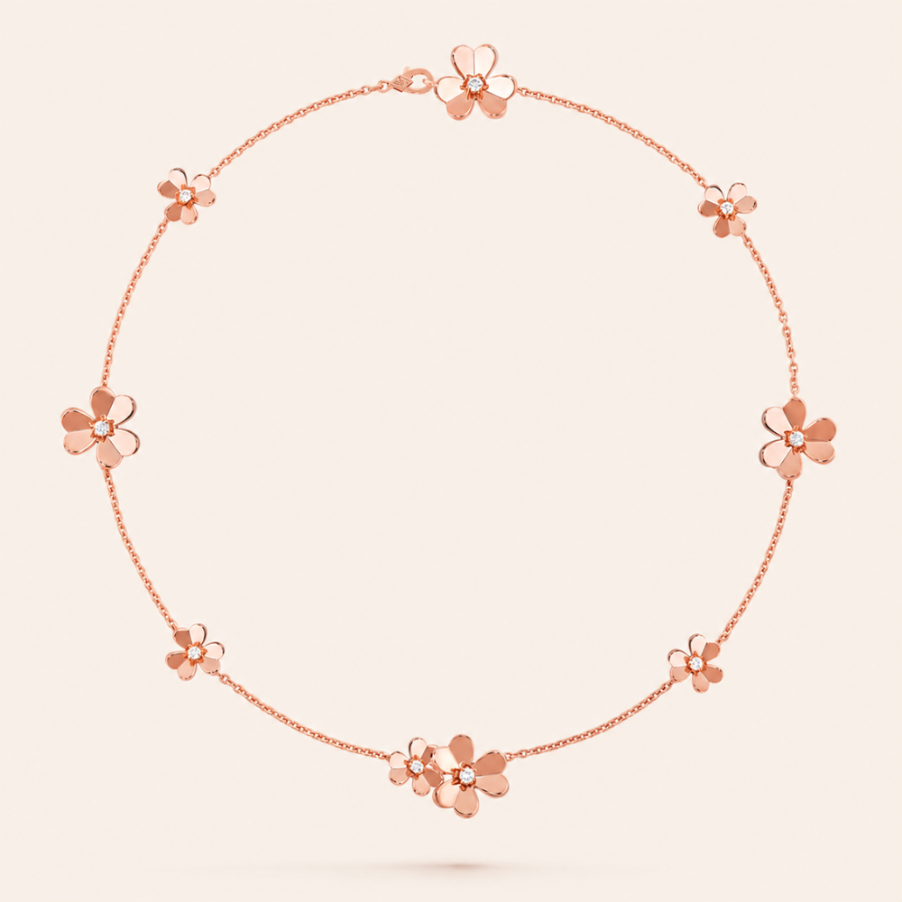 Nine-Motif Floral Necklace with CZ Accents