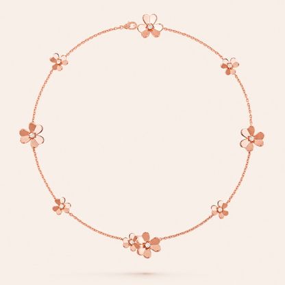 Nine-Motif Floral Necklace with CZ Accents