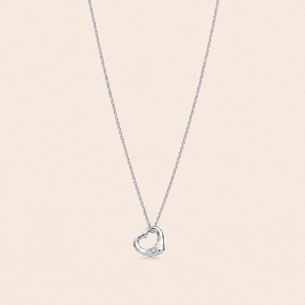 Sculpted Open Heart Pendant Necklace