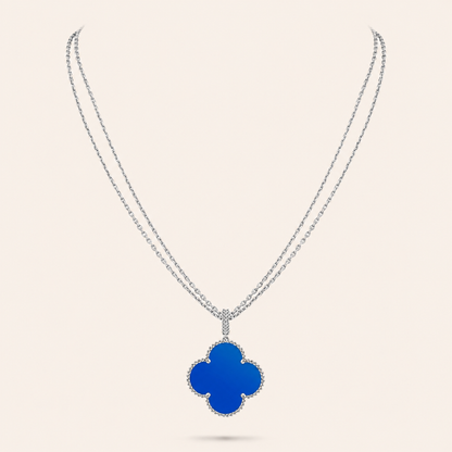 Magic Blue Agate Clover Pendant Necklace