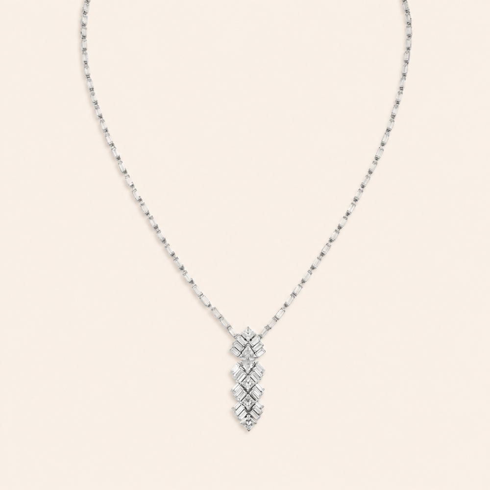 Geometric Baguette Drop Necklace