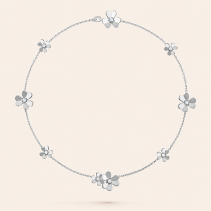 Nine-Motif Floral Necklace with CZ Accents