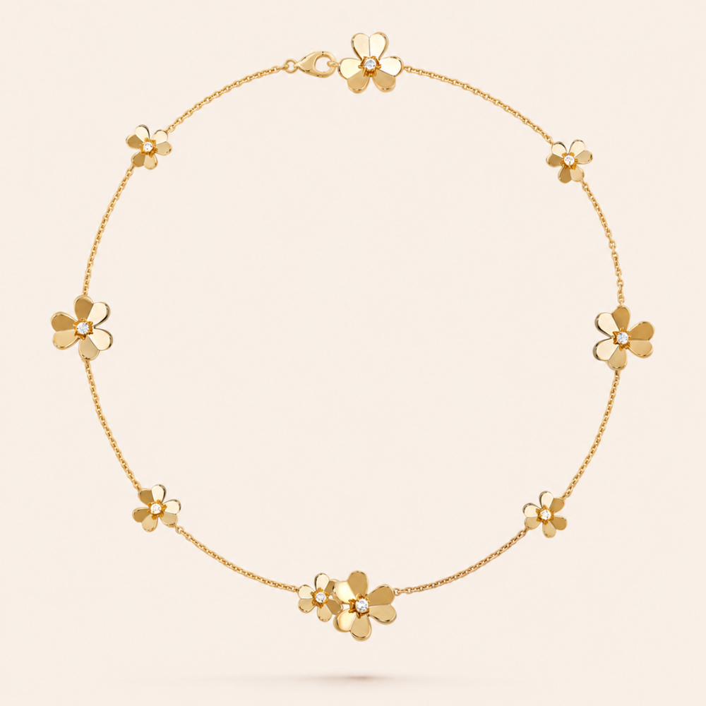 Nine-Motif Floral Necklace with CZ Accents