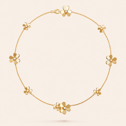 Nine-Motif Floral Necklace with CZ Accents