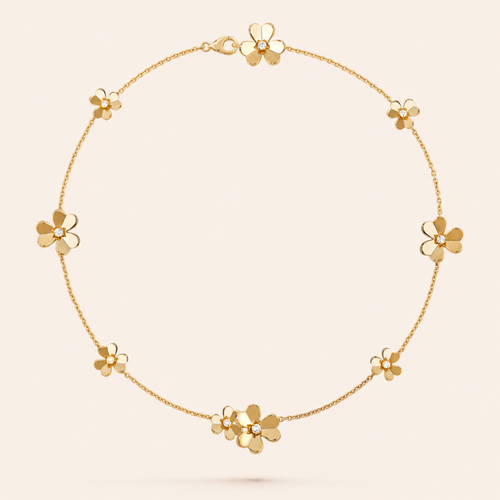 Nine-Motif Floral Necklace with CZ Accents