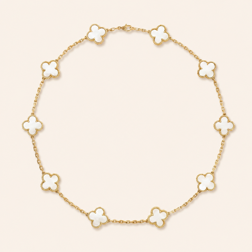 Vintage Alhambra Necklace 10 Motifs Mother-of-Pearl Clover
