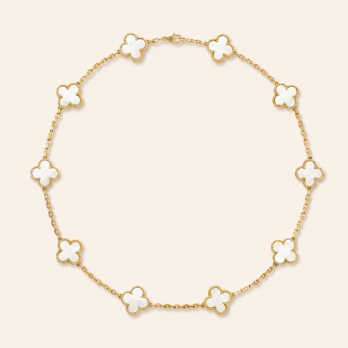 Vintage Alhambra Necklace 10 Motifs Mother-of-Pearl Clover