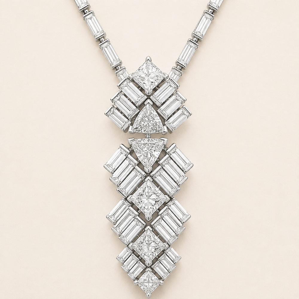 Geometric Baguette Drop Necklace