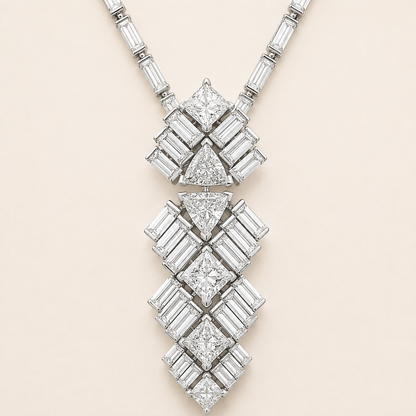 Geometric Baguette Drop Necklace