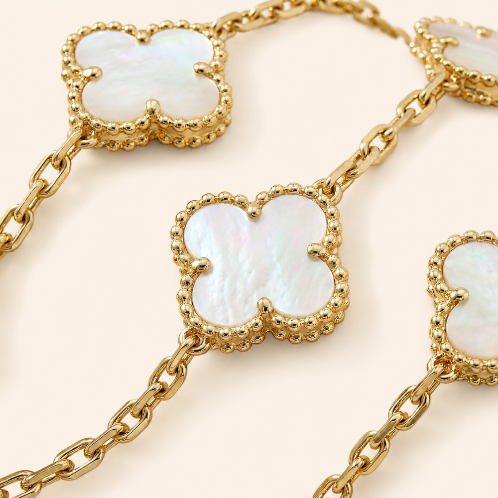 Vintage Alhambra Necklace 10 Motifs Mother-of-Pearl Clover