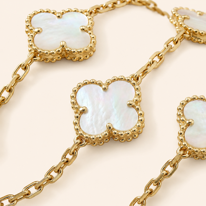 Vintage Alhambra Necklace 10 Motifs Mother-of-Pearl Clover