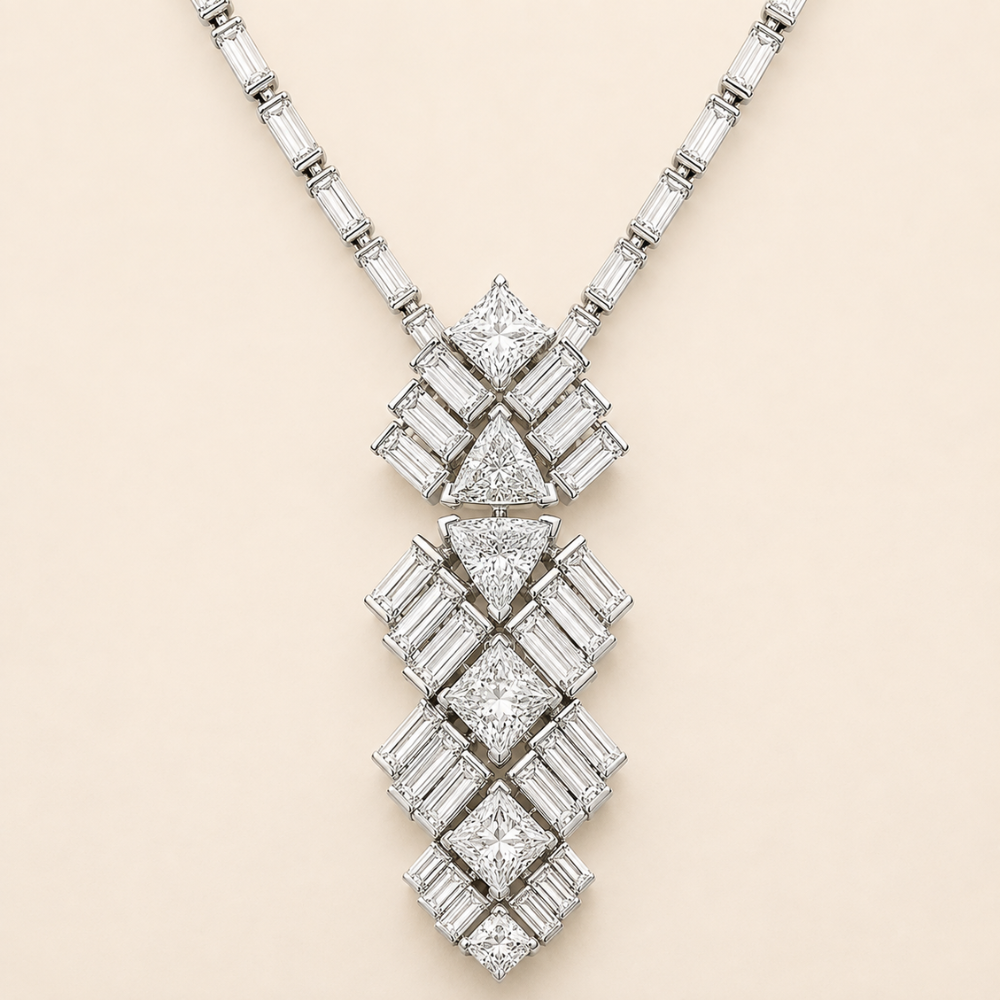 Geometric Baguette Drop Necklace