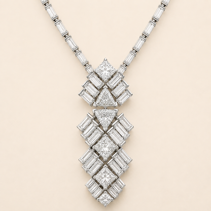 Geometric Baguette Drop Necklace