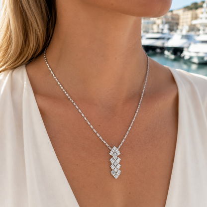Geometric Baguette Drop Necklace