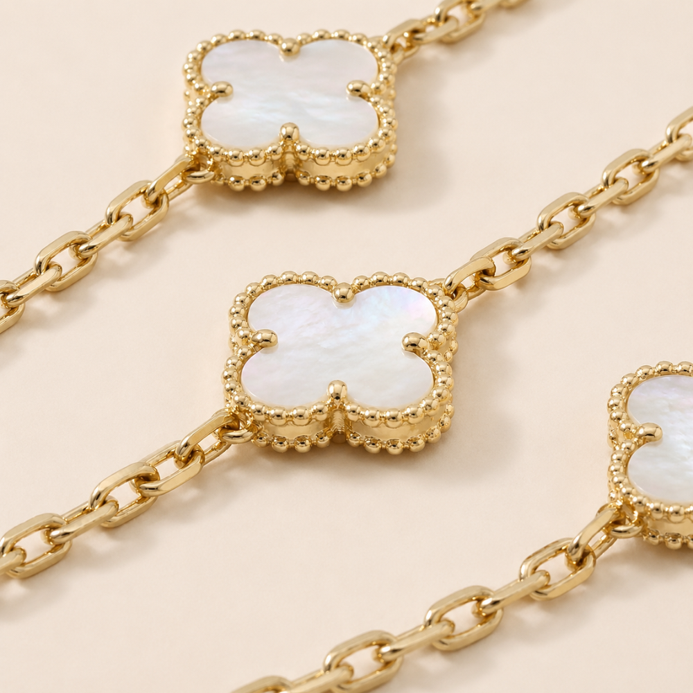 Vintage Alhambra Necklace 10 Motifs Mother-of-Pearl Clover