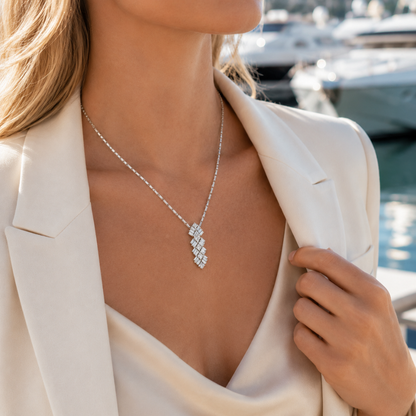 Geometric Baguette Drop Necklace