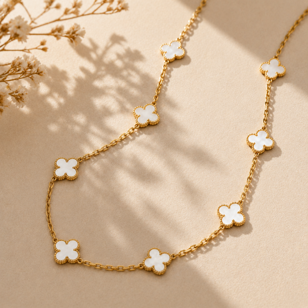 Vintage Alhambra Necklace 10 Motifs Mother-of-Pearl Clover