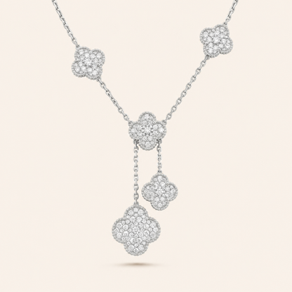 Vintage Alhambra Five-Motif Pavé Clover Necklace