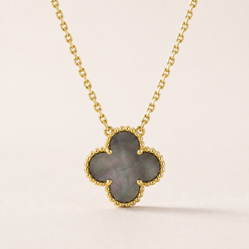 Vintage Alhambra 1 Black Mother Of Pearl Motif Necklace