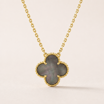 Vintage Alhambra 1 Black Mother Of Pearl Motif Necklace