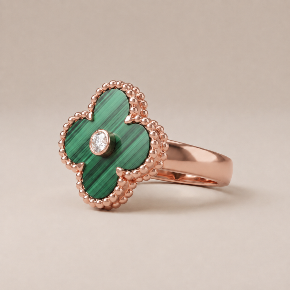 Vintage Alhambra Malachite Ring