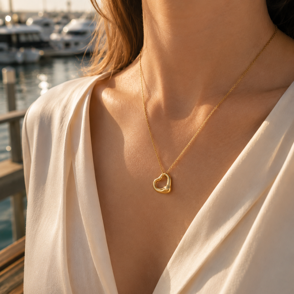 Sculpted Open Heart Pendant Necklace