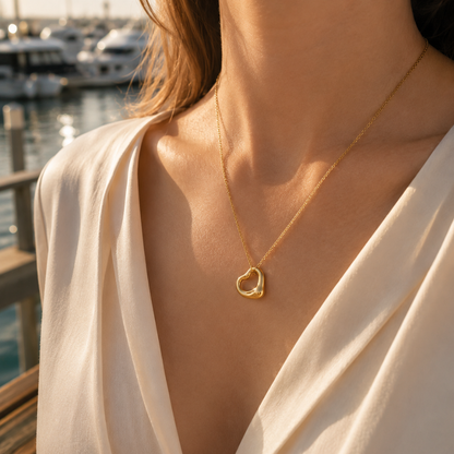 Sculpted Open Heart Pendant Necklace