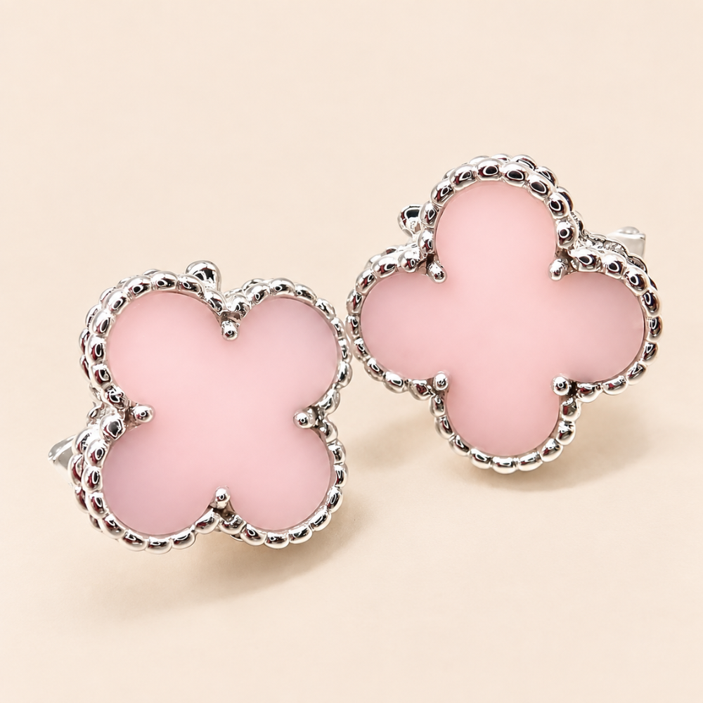 Pink Clover Stud Earrings