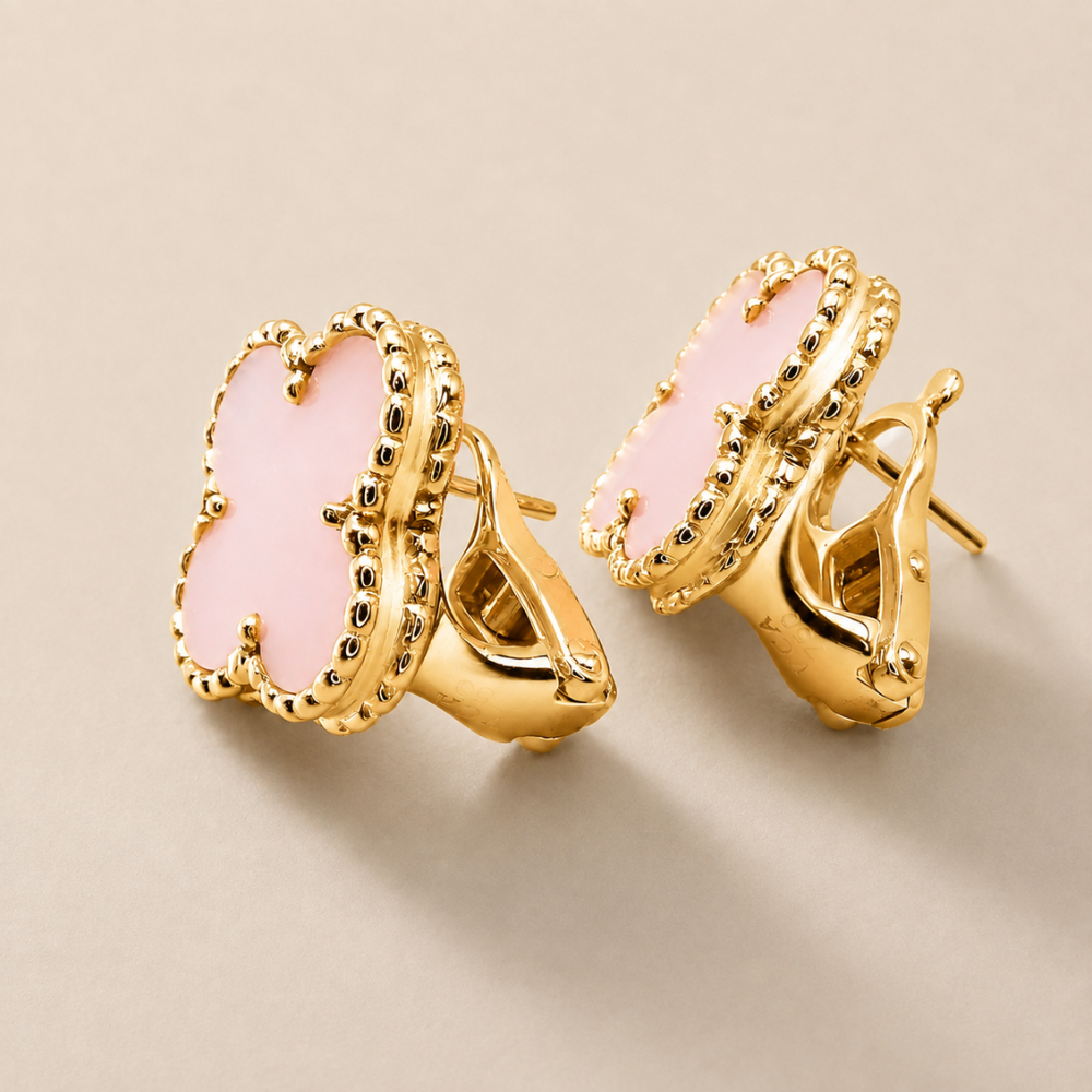 Pink Clover Stud Earrings