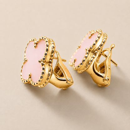 Pink Clover Stud Earrings