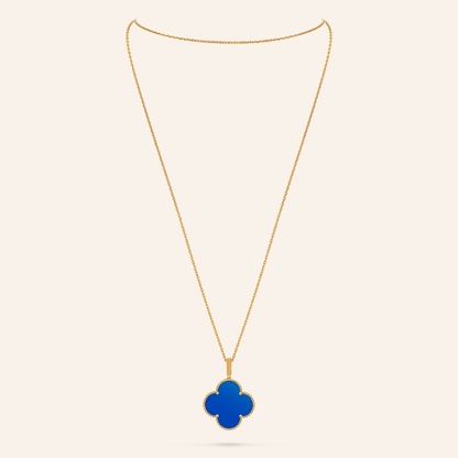 Magic Blue Agate Clover Pendant Necklace