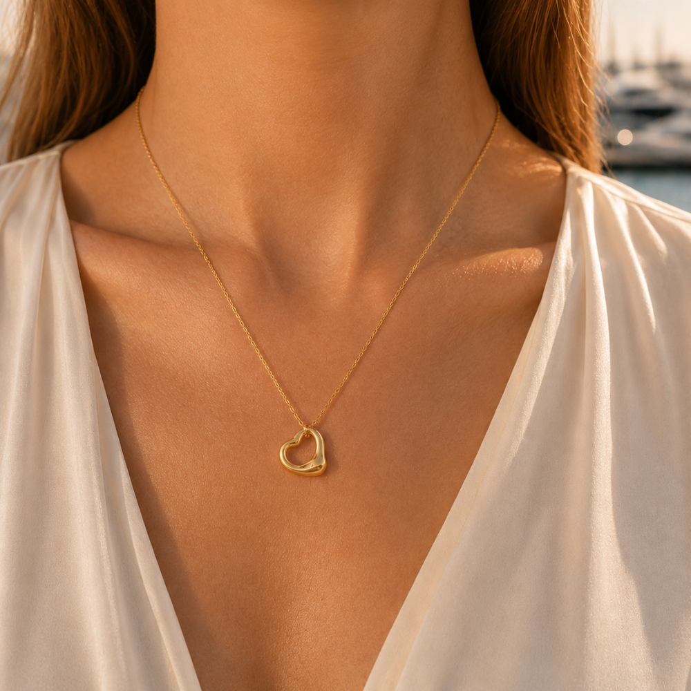 Sculpted Open Heart Pendant Necklace