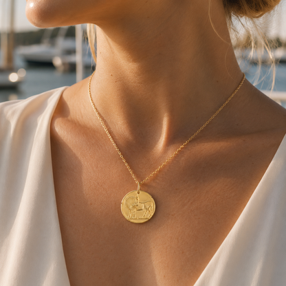 Taurus Zodiac Coin Pendant Necklace