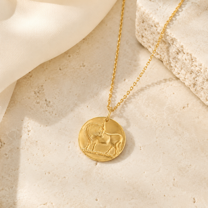 Taurus Zodiac Coin Pendant Necklace