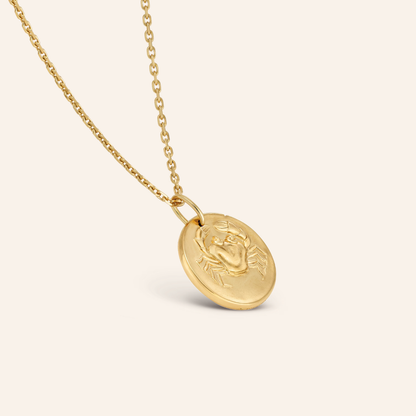 Cancer Zodiac Coin Pendant Necklace