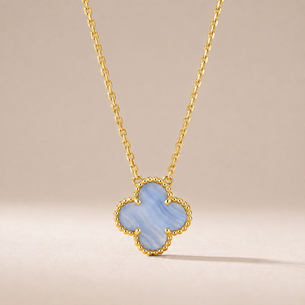 Vintage Alhambra 1 Blue Chalcedony Motif Necklace