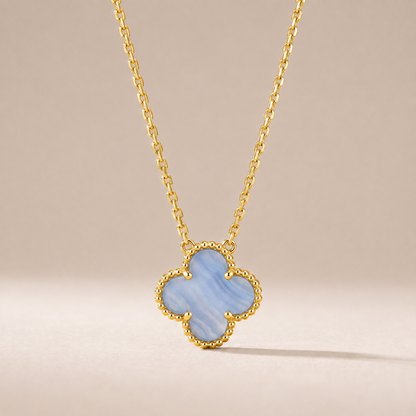 Vintage Alhambra 1 Blue Chalcedony Motif Necklace